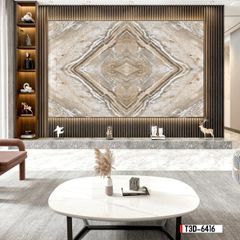 TRANH PVC ỐP TƯỜNG - TRANG TRÍ PHÒNG KHÁCH, PHÒNG NGỦ - TRANH VÂN ĐÁ ĐỐI XỨNG - MÃ T3D-6416