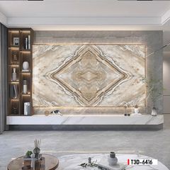 TRANH PVC ỐP TƯỜNG - TRANG TRÍ PHÒNG KHÁCH, PHÒNG NGỦ - TRANH VÂN ĐÁ ĐỐI XỨNG - MÃ T3D-6416