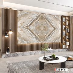 TRANH PVC ỐP TƯỜNG - TRANG TRÍ PHÒNG KHÁCH, PHÒNG NGỦ - TRANH VÂN ĐÁ ĐỐI XỨNG - MÃ T3D-6416