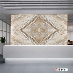 TRANH PVC ỐP TƯỜNG - TRANG TRÍ PHÒNG KHÁCH, PHÒNG NGỦ - TRANH VÂN ĐÁ ĐỐI XỨNG - MÃ T3D-6416