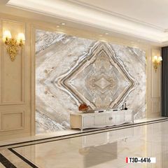 TRANH PVC ỐP TƯỜNG - TRANG TRÍ PHÒNG KHÁCH, PHÒNG NGỦ - TRANH VÂN ĐÁ ĐỐI XỨNG - MÃ T3D-6416