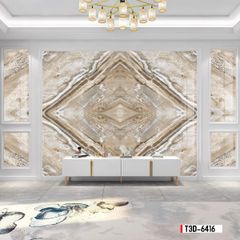 TRANH PVC ỐP TƯỜNG - TRANG TRÍ PHÒNG KHÁCH, PHÒNG NGỦ - TRANH VÂN ĐÁ ĐỐI XỨNG - MÃ T3D-6416