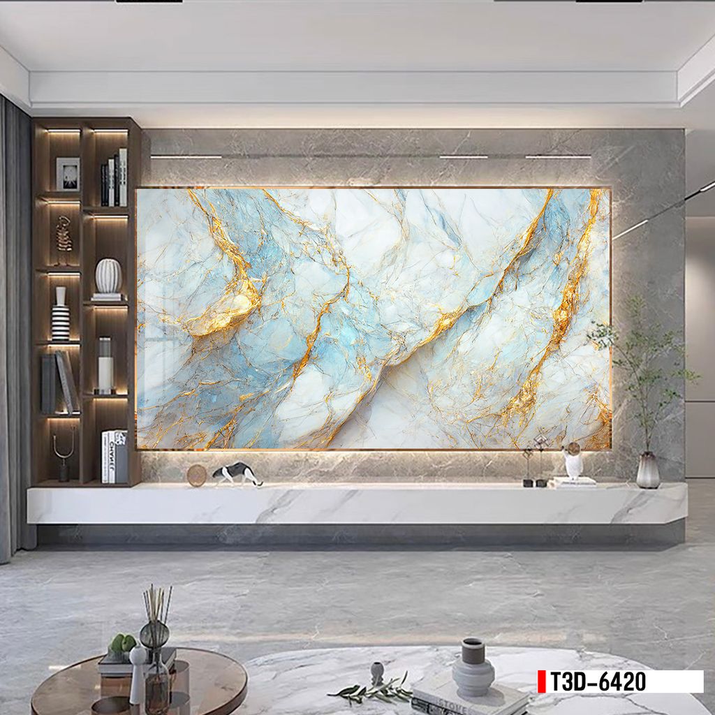 TRANH PVC ỐP TƯỜNG - TRANG TRÍ PHÒNG KHÁCH - TRANH VÂN ĐÁ MÃ NÃO | MÃ T3D-6420