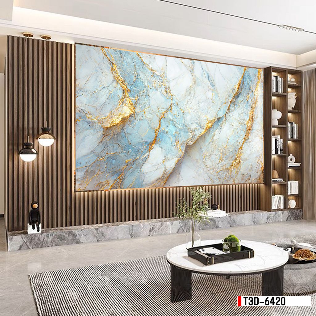 TRANH PVC ỐP TƯỜNG - TRANG TRÍ PHÒNG KHÁCH - TRANH VÂN ĐÁ MÃ NÃO | MÃ T3D-6420