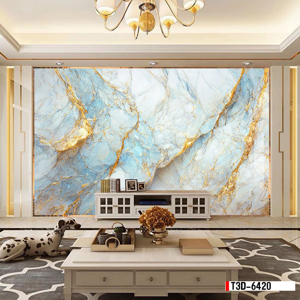 TRANH PVC ỐP TƯỜNG - TRANG TRÍ PHÒNG KHÁCH - TRANH VÂN ĐÁ MÃ NÃO | MÃ T3D-6420