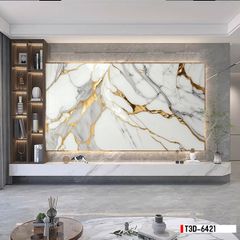 TRANH PVC ỐP TƯỜNG - TRANG TRÍ PHÒNG KHÁCH - TRANH VÂN ĐÁ MÃ NÃO | MÃ T3D-6421