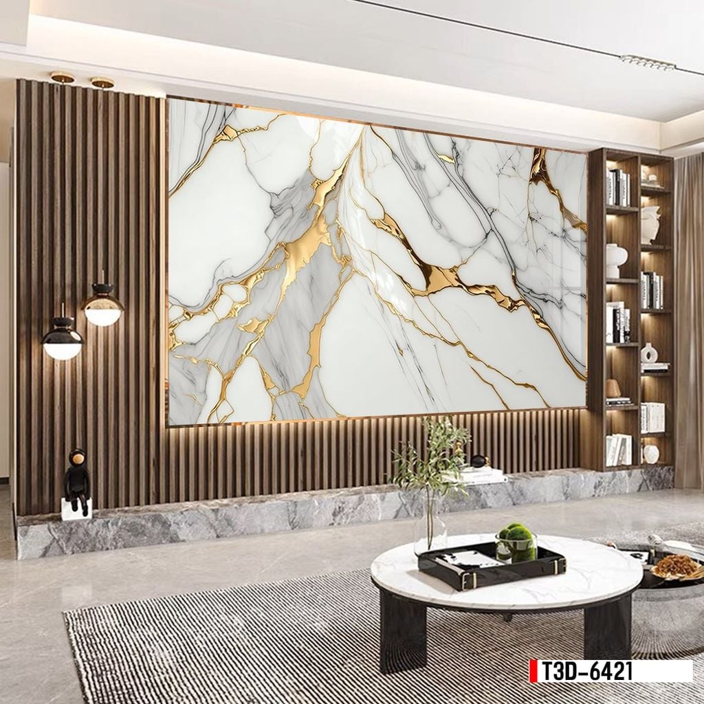 TRANH PVC ỐP TƯỜNG - TRANG TRÍ PHÒNG KHÁCH - TRANH VÂN ĐÁ MÃ NÃO | MÃ T3D-6421