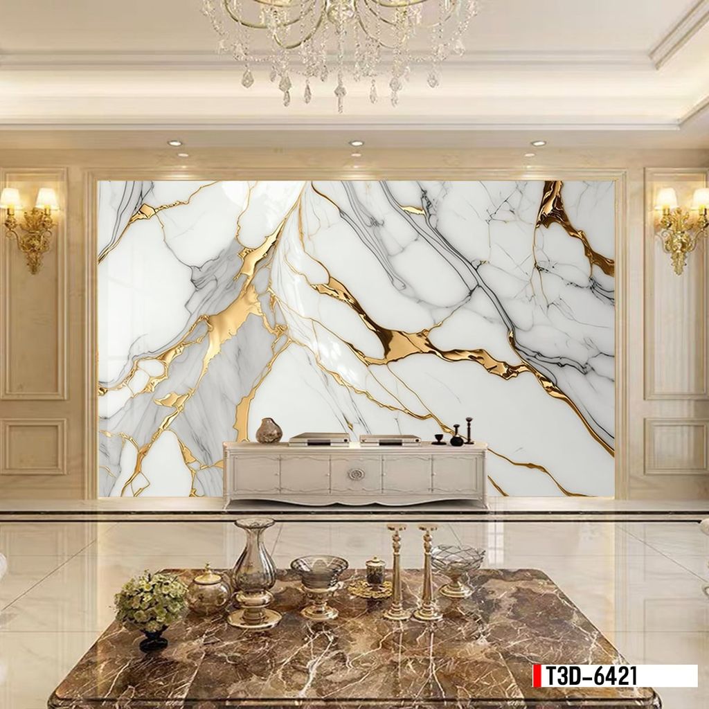 TRANH PVC ỐP TƯỜNG - TRANG TRÍ PHÒNG KHÁCH - TRANH VÂN ĐÁ MÃ NÃO | MÃ T3D-6421