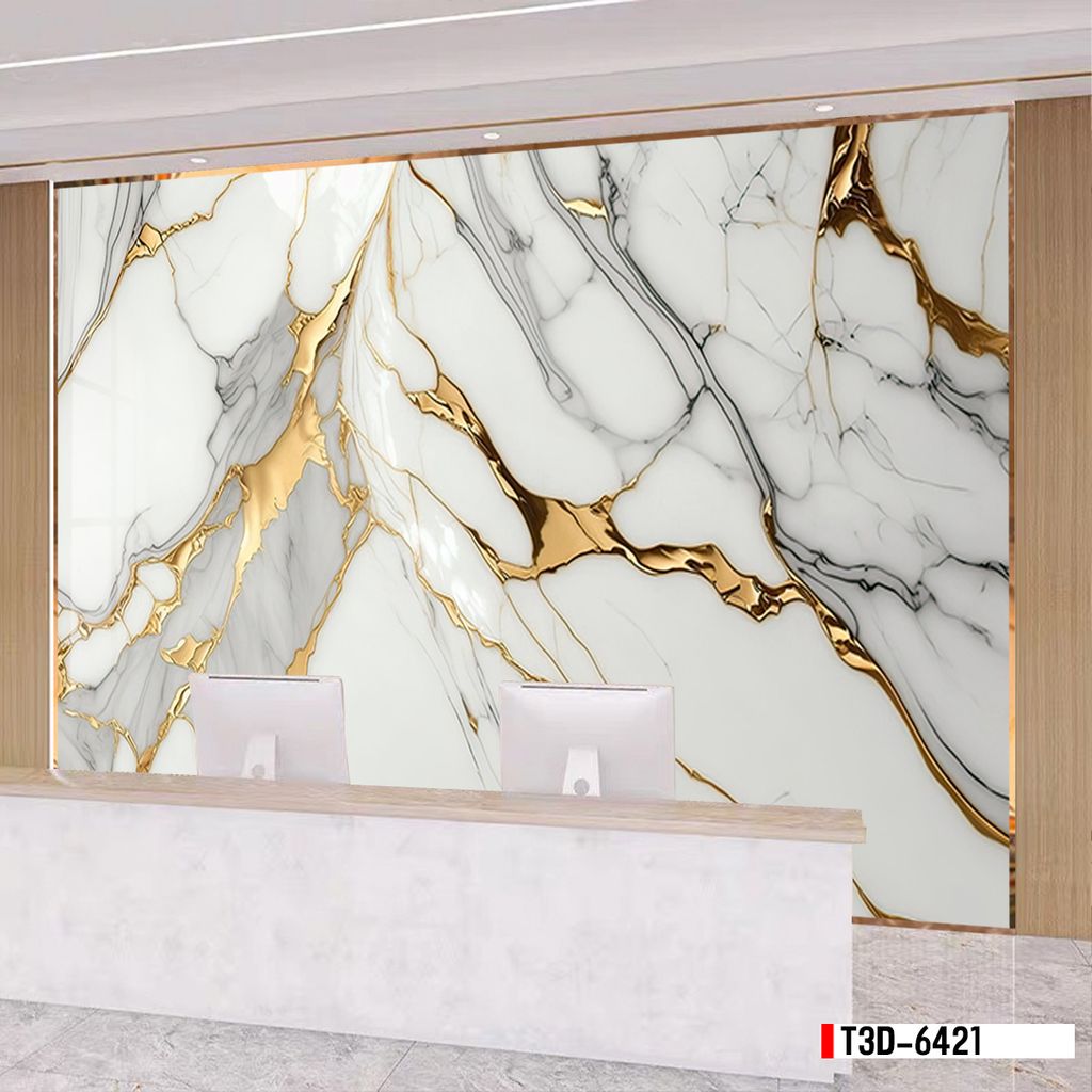 TRANH PVC ỐP TƯỜNG - TRANG TRÍ PHÒNG KHÁCH - TRANH VÂN ĐÁ MÃ NÃO | MÃ T3D-6421