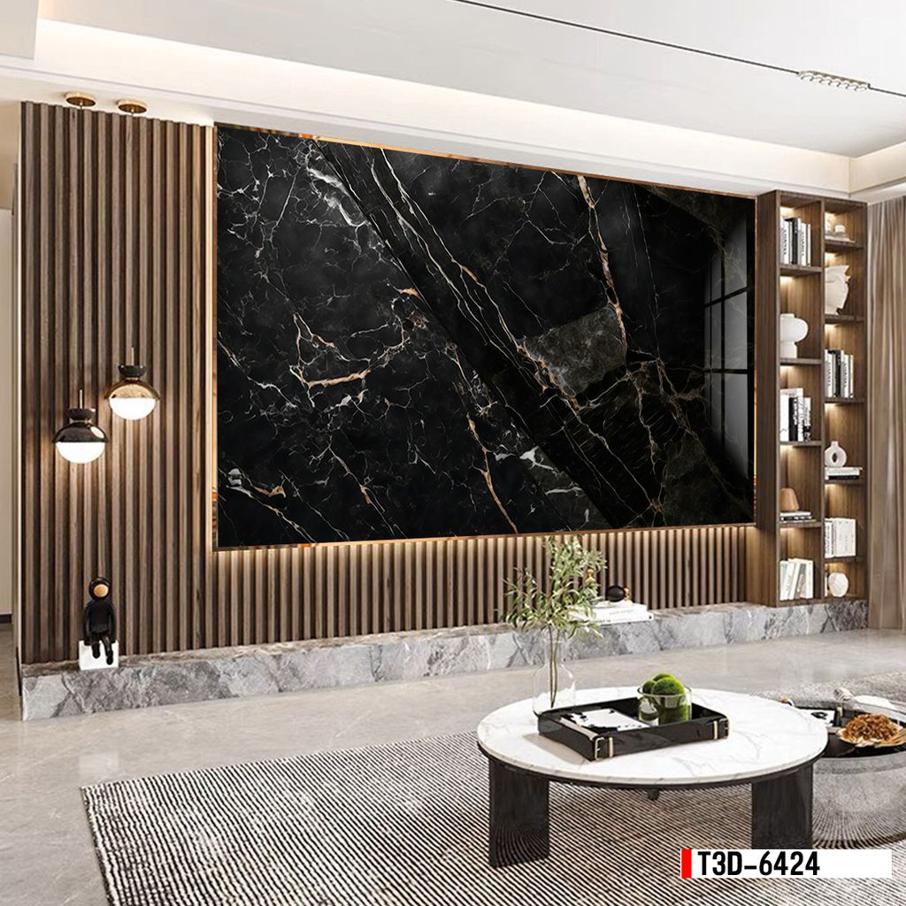 TRANH PVC ỐP TƯỜNG - TRANG TRÍ PHÒNG KHÁCH - TRANH VÂN ĐÁ MÃ NÃO | MÃ T3D-6424