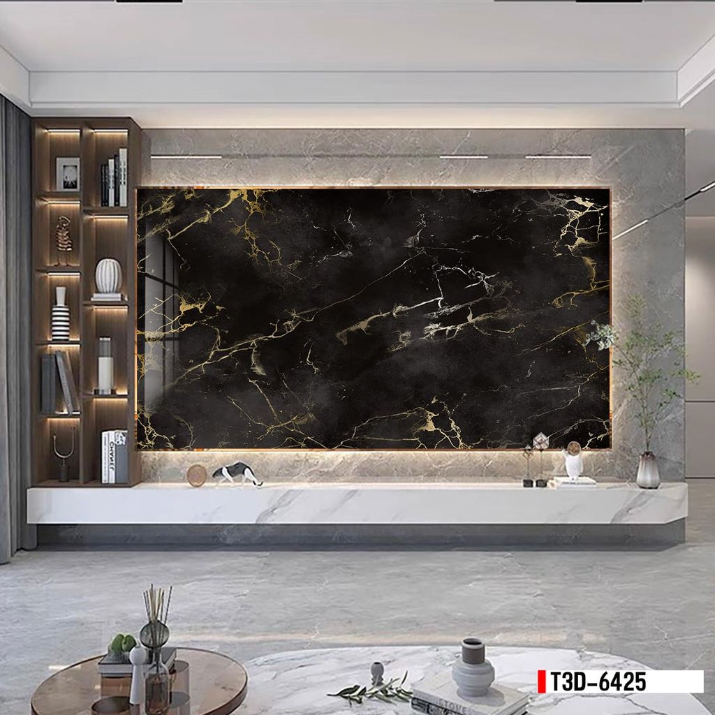 TRANH PVC ỐP TƯỜNG - TRANG TRÍ PHÒNG KHÁCH - TRANH VÂN ĐÁ MÃ NÃO | MÃ T3D-6425