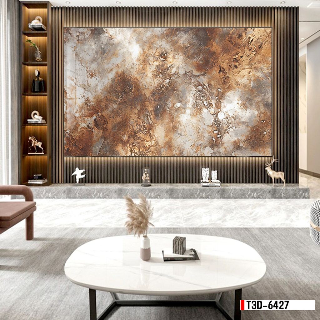 TRANH PVC ỐP TƯỜNG - TRANG TRÍ PHÒNG KHÁCH - TRANH VÂN ĐÁ MÃ NÃO | MÃ T3D-6427