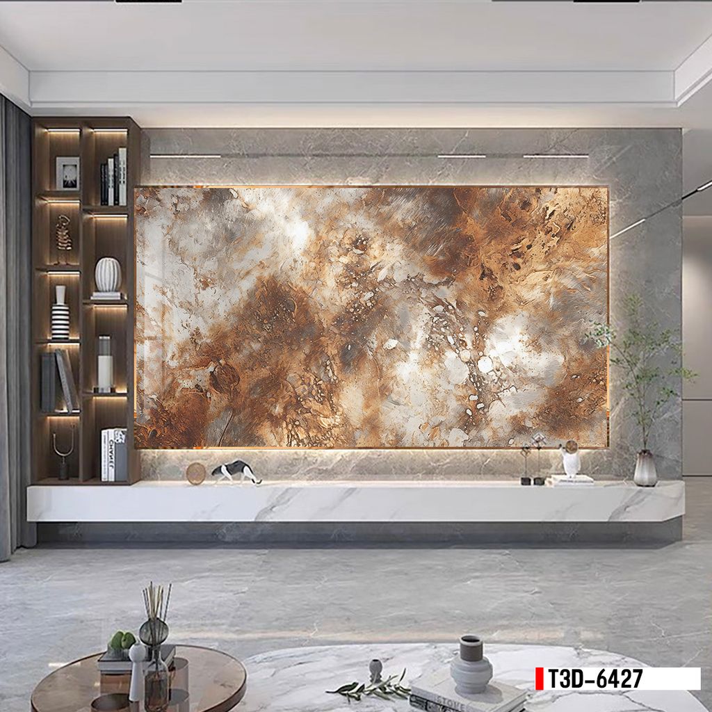 TRANH PVC ỐP TƯỜNG - TRANG TRÍ PHÒNG KHÁCH - TRANH VÂN ĐÁ MÃ NÃO | MÃ T3D-6427