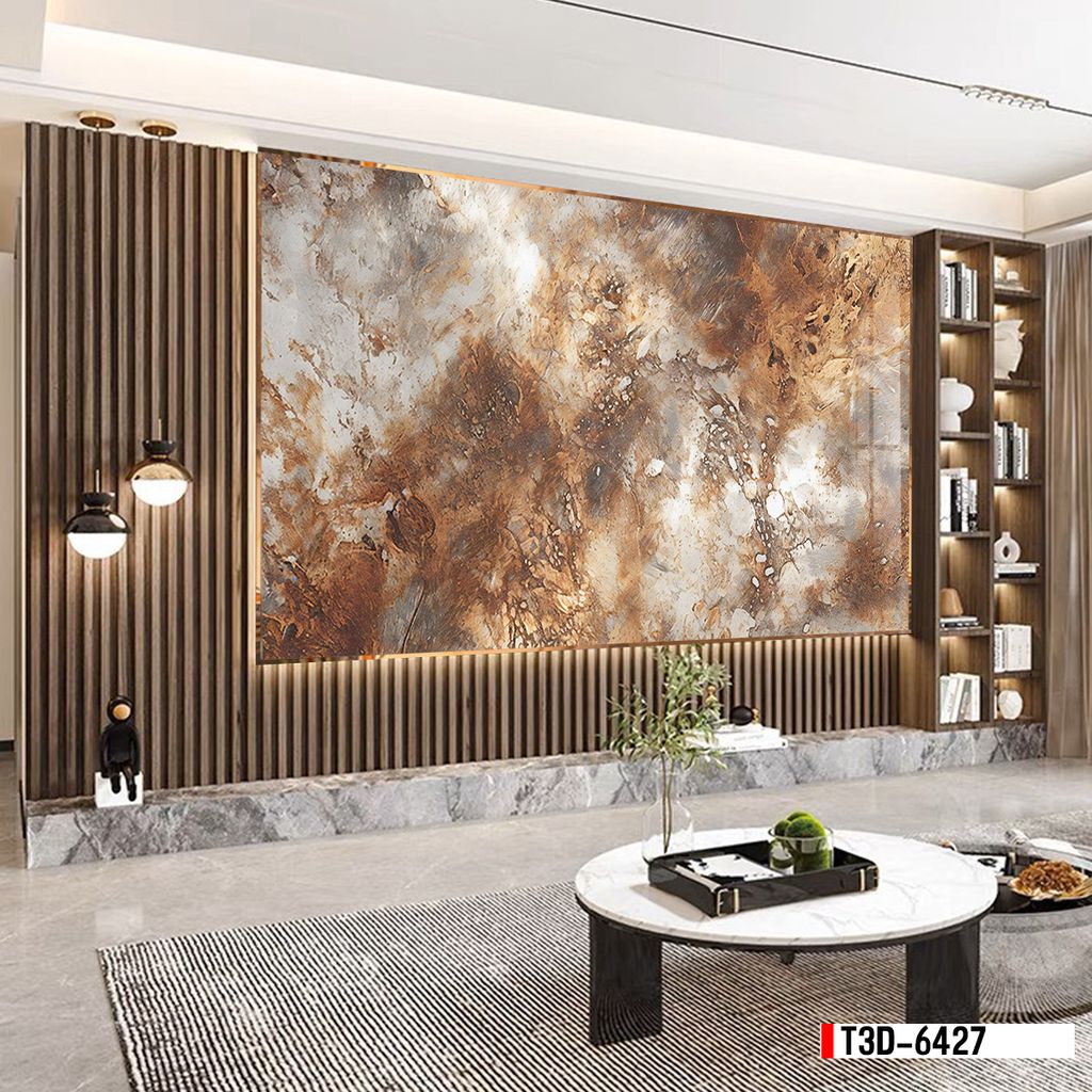 TRANH PVC ỐP TƯỜNG - TRANG TRÍ PHÒNG KHÁCH - TRANH VÂN ĐÁ MÃ NÃO | MÃ T3D-6427