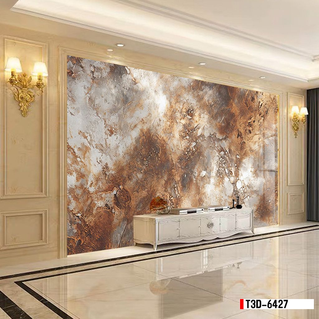 TRANH PVC ỐP TƯỜNG - TRANG TRÍ PHÒNG KHÁCH - TRANH VÂN ĐÁ MÃ NÃO | MÃ T3D-6427