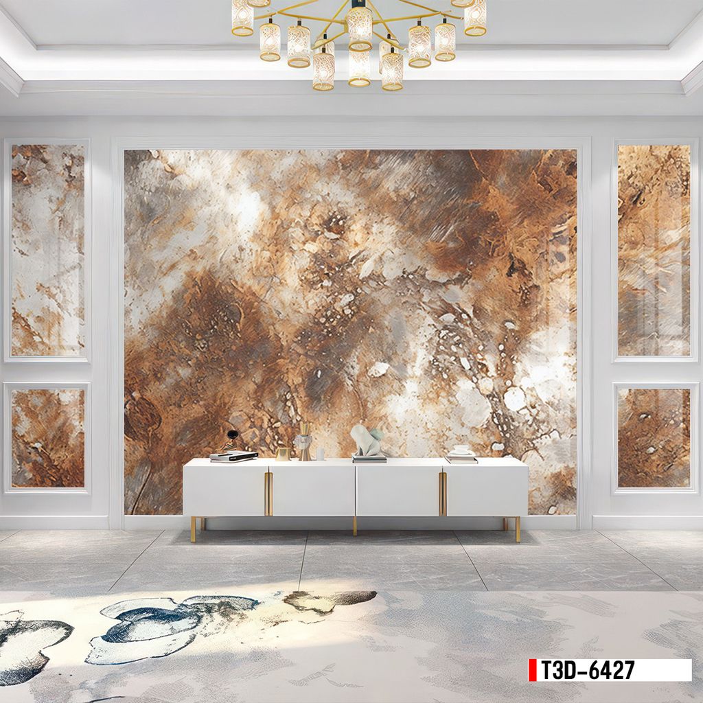 TRANH PVC ỐP TƯỜNG - TRANG TRÍ PHÒNG KHÁCH - TRANH VÂN ĐÁ MÃ NÃO | MÃ T3D-6427