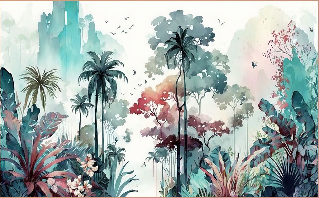 TRANH VẢI DÁN TƯỜNG 3D NHÀ HÀNG, CAFE - TRANH DÁN TƯỜNG TROPICAL NHIỆT ĐỚI | MÃ T3D-6429