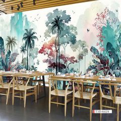 TRANH VẢI DÁN TƯỜNG 3D NHÀ HÀNG, CAFE - TRANH DÁN TƯỜNG TROPICAL NHIỆT ĐỚI | MÃ T3D-6429