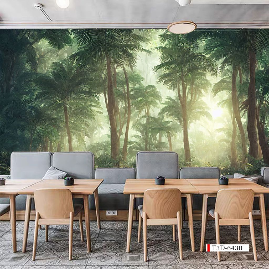 TRANH VẢI DÁN TƯỜNG 3D NHÀ HÀNG, CAFE - TRANH DÁN TƯỜNG TROPICAL NHIỆT ĐỚI | MÃ T3D-6430