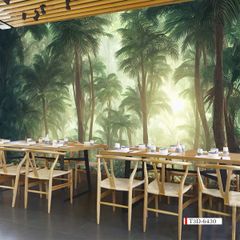 TRANH VẢI DÁN TƯỜNG 3D NHÀ HÀNG, CAFE - TRANH DÁN TƯỜNG TROPICAL NHIỆT ĐỚI | MÃ T3D-6430