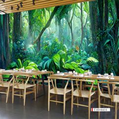 TRANH VẢI DÁN TƯỜNG 3D NHÀ HÀNG, CAFE - TRANH DÁN TƯỜNG TROPICAL NHIỆT ĐỚI | MÃ T3D-6431