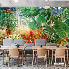 TRANH VẢI DÁN TƯỜNG 3D NHÀ HÀNG, CAFE - TRANH DÁN TƯỜNG TROPICAL NHIỆT ĐỚI | MÃ T3D-6433