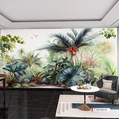 TRANH VẢI DÁN TƯỜNG 3D NHÀ HÀNG, CAFE - TRANH DÁN TƯỜNG TROPICAL NHIỆT ĐỚI | MÃ T3D-6435