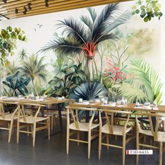 TRANH VẢI DÁN TƯỜNG 3D NHÀ HÀNG, CAFE - TRANH DÁN TƯỜNG TROPICAL NHIỆT ĐỚI | MÃ T3D-6435