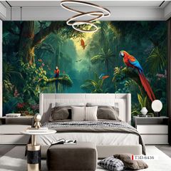 TRANH VẢI DÁN TƯỜNG 3D NHÀ HÀNG, CAFE - TRANH DÁN TƯỜNG TROPICAL NHIỆT ĐỚI | MÃ T3D-6436