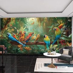 TRANH VẢI DÁN TƯỜNG 3D NHÀ HÀNG, CAFE - TRANH DÁN TƯỜNG TROPICAL NHIỆT ĐỚI | MÃ T3D-6437