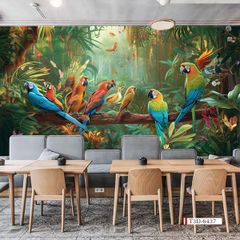 TRANH VẢI DÁN TƯỜNG 3D NHÀ HÀNG, CAFE - TRANH DÁN TƯỜNG TROPICAL NHIỆT ĐỚI | MÃ T3D-6437