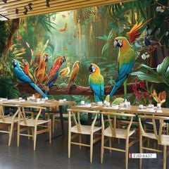 TRANH VẢI DÁN TƯỜNG 3D NHÀ HÀNG, CAFE - TRANH DÁN TƯỜNG TROPICAL NHIỆT ĐỚI | MÃ T3D-6437