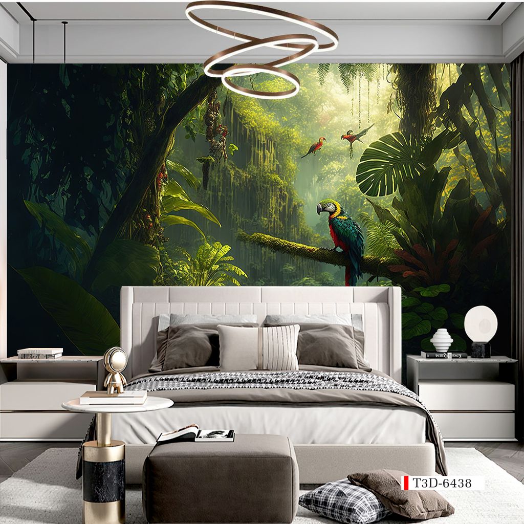 TRANH VẢI DÁN TƯỜNG 3D NHÀ HÀNG, CAFE - TRANH DÁN TƯỜNG TROPICAL NHIỆT ĐỚI | MÃ T3D-6438