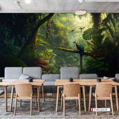 TRANH VẢI DÁN TƯỜNG 3D NHÀ HÀNG, CAFE - TRANH DÁN TƯỜNG TROPICAL NHIỆT ĐỚI | MÃ T3D-6438