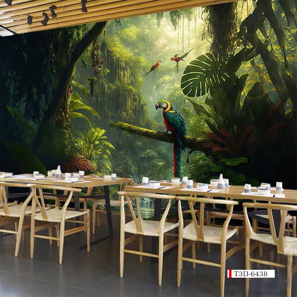 TRANH VẢI DÁN TƯỜNG 3D NHÀ HÀNG, CAFE - TRANH DÁN TƯỜNG TROPICAL NHIỆT ĐỚI | MÃ T3D-6438