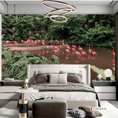 TRANH VẢI DÁN TƯỜNG 3D NHÀ HÀNG, CAFE - TRANH DÁN TƯỜNG TROPICAL NHIỆT ĐỚI | MÃ T3D-6439