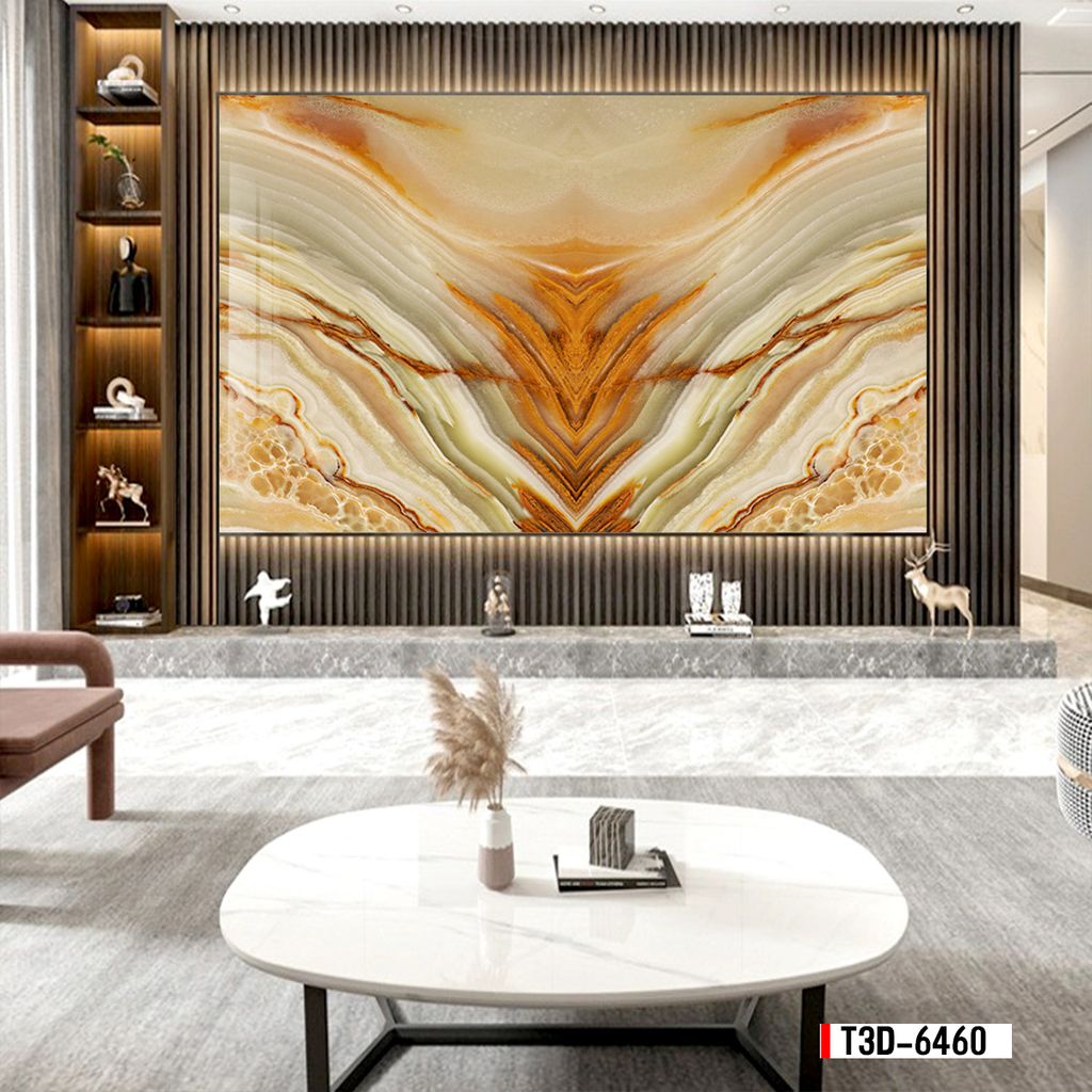 TRANH PVC ỐP TƯỜNG  - TRANH VÂN ĐÁ ĐỐI XỨNG - MÃ T3D-6460