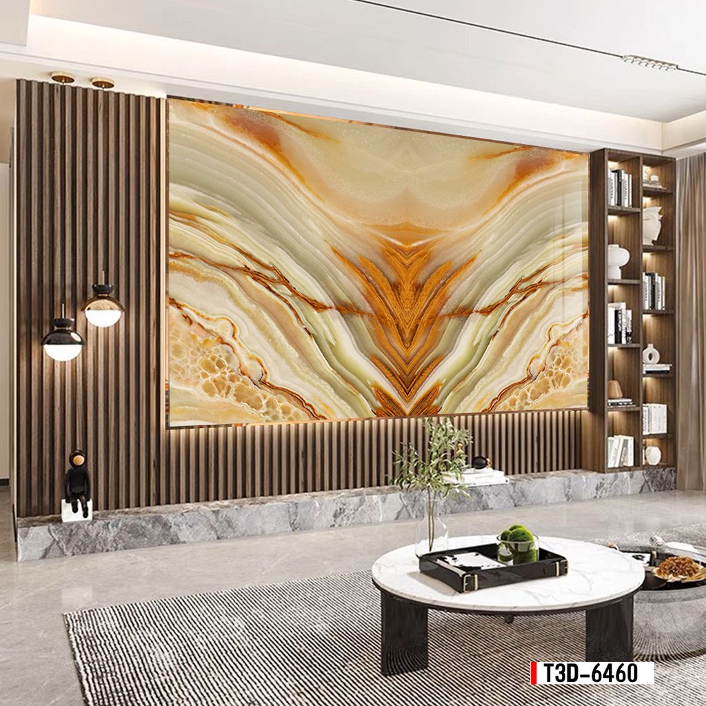 TRANH PVC ỐP TƯỜNG  - TRANH VÂN ĐÁ ĐỐI XỨNG - MÃ T3D-6460