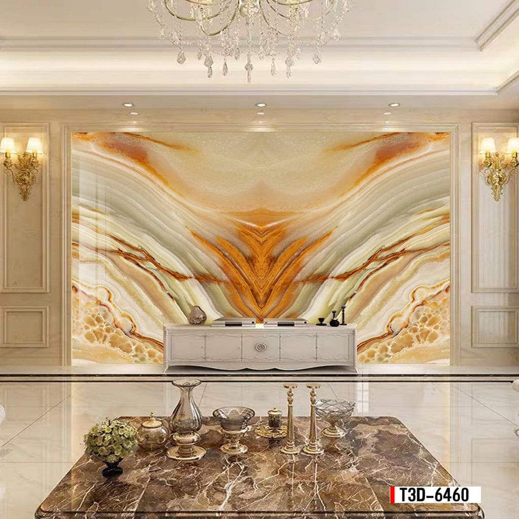 TRANH PVC ỐP TƯỜNG  - TRANH VÂN ĐÁ ĐỐI XỨNG - MÃ T3D-6460