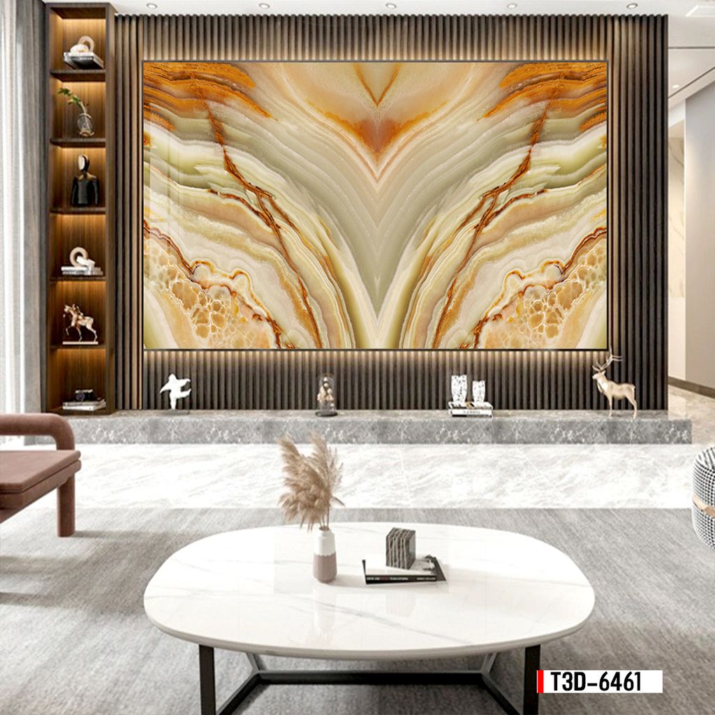 TRANH PVC ỐP TƯỜNG  - TRANH VÂN ĐÁ ĐỐI XỨNG - MÃ T3D-6461