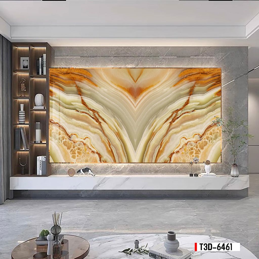 TRANH PVC ỐP TƯỜNG  - TRANH VÂN ĐÁ ĐỐI XỨNG - MÃ T3D-6461