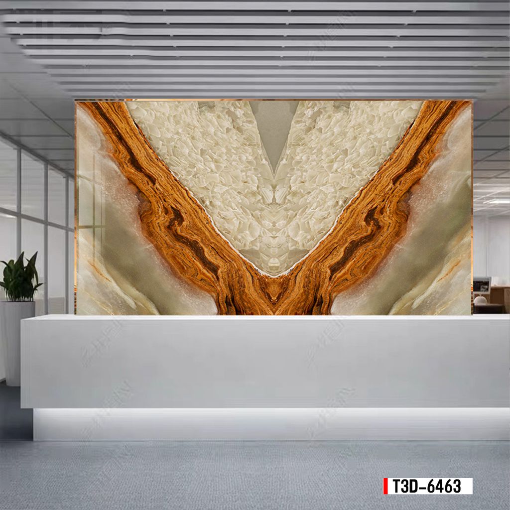 TRANH PVC ỐP TƯỜNG  - TRANH VÂN ĐÁ ĐỐI XỨNG - MÃ T3D-6463