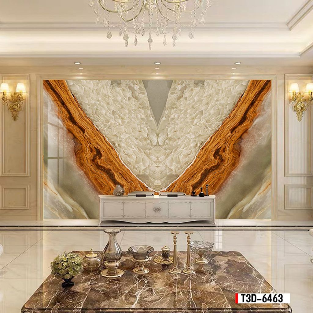 TRANH PVC ỐP TƯỜNG  - TRANH VÂN ĐÁ ĐỐI XỨNG - MÃ T3D-6463