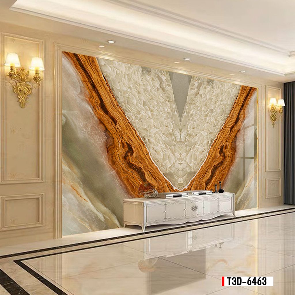 TRANH PVC ỐP TƯỜNG  - TRANH VÂN ĐÁ ĐỐI XỨNG - MÃ T3D-6463