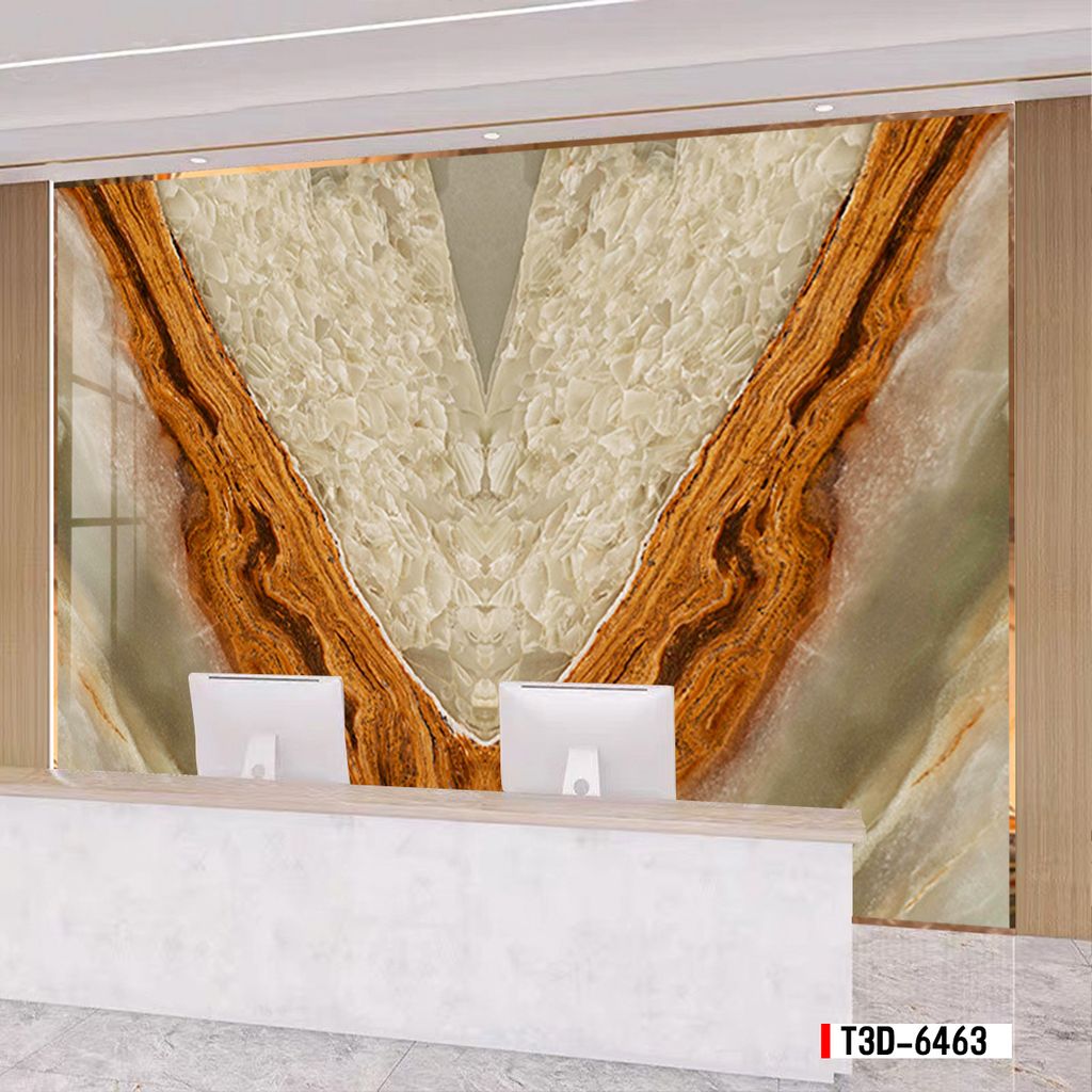 TRANH PVC ỐP TƯỜNG  - TRANH VÂN ĐÁ ĐỐI XỨNG - MÃ T3D-6463