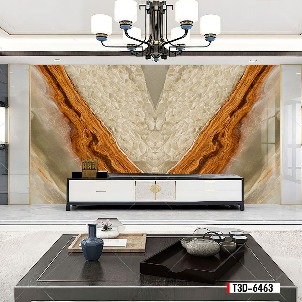 TRANH PVC ỐP TƯỜNG  - TRANH VÂN ĐÁ ĐỐI XỨNG - MÃ T3D-6463