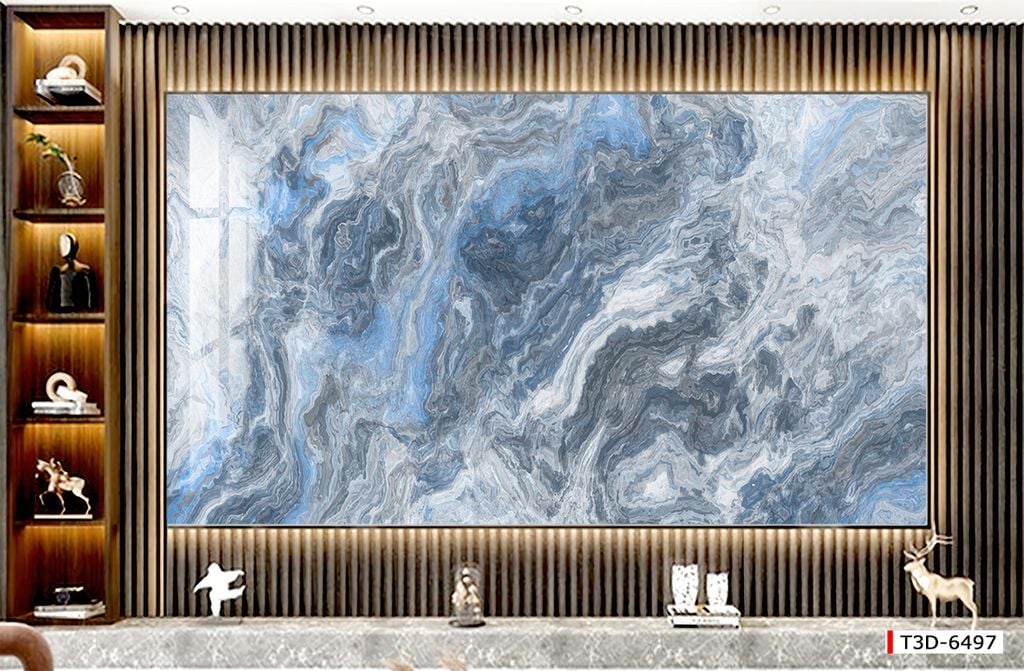 BST128 - TRANH PVC ỐP TƯỜNG - TRANG TRÍ PHÒNG KHÁCH - TRANH VÂN ĐÁ TRẮNG, VÂN MÂY - KHỔ LỚN