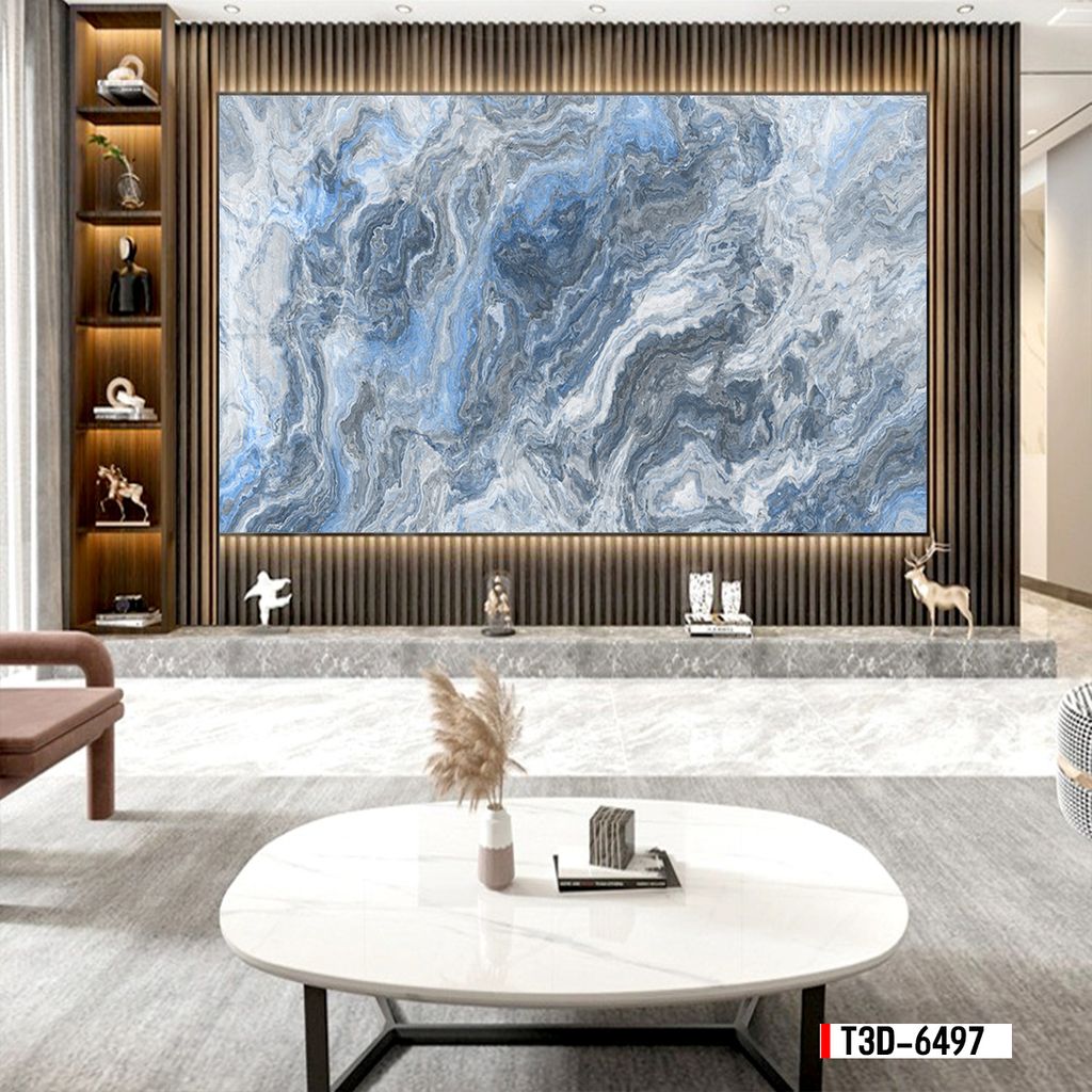 TRANH PVC ỐP TƯỜNG - TRANH VÂN ĐÁ TRẮNG - VÂN MÂY -  PHÒNG KHÁCH, NHÀ HÀNG | MÃ T3D-6497