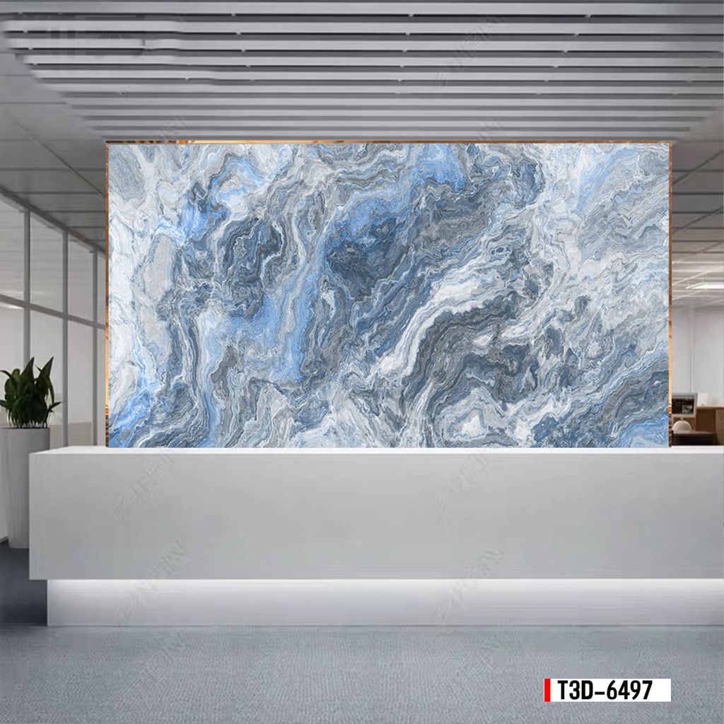 TRANH PVC ỐP TƯỜNG - TRANH VÂN ĐÁ TRẮNG - VÂN MÂY -  PHÒNG KHÁCH, NHÀ HÀNG | MÃ T3D-6497