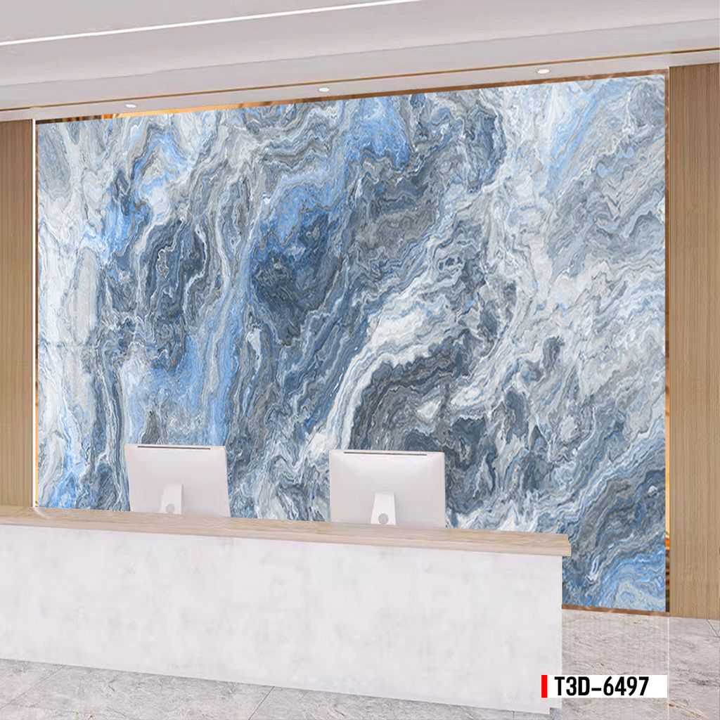 TRANH PVC ỐP TƯỜNG - TRANH VÂN ĐÁ TRẮNG - VÂN MÂY -  PHÒNG KHÁCH, NHÀ HÀNG | MÃ T3D-6497